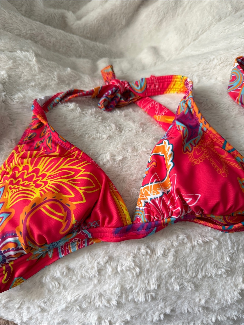 VENUS Pink Multicolor Floral Triangle Bikini Top